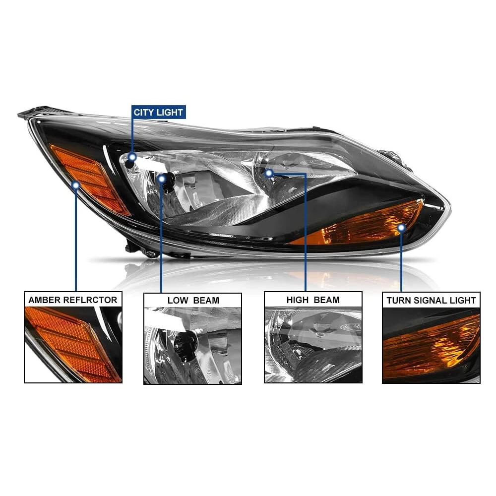 2012-2014 Ford Focus Headlights Left+Right Set