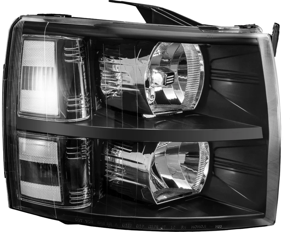 2007-2014 Chevy Silverado 1500 2500HD 3500HD Black Headlights